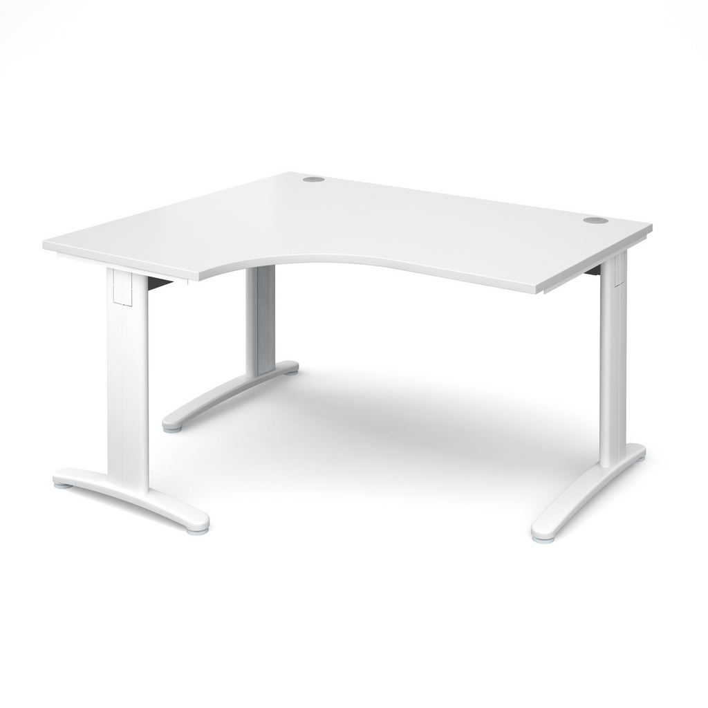 Picture of TR10 deluxe left hand ergonomic desk 1400mm - white frame, white top