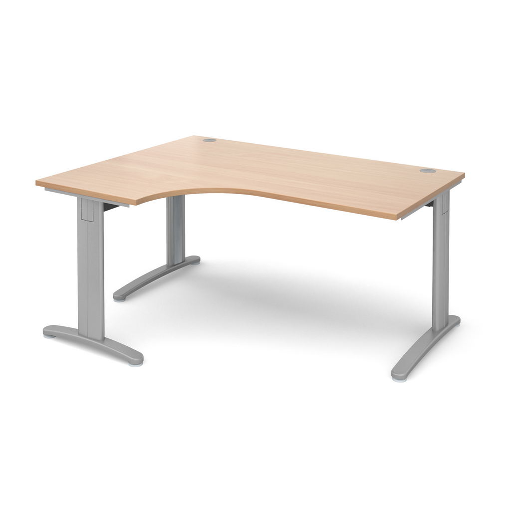Picture of TR10 deluxe left hand ergonomic desk 1600mm - silver frame, beech top