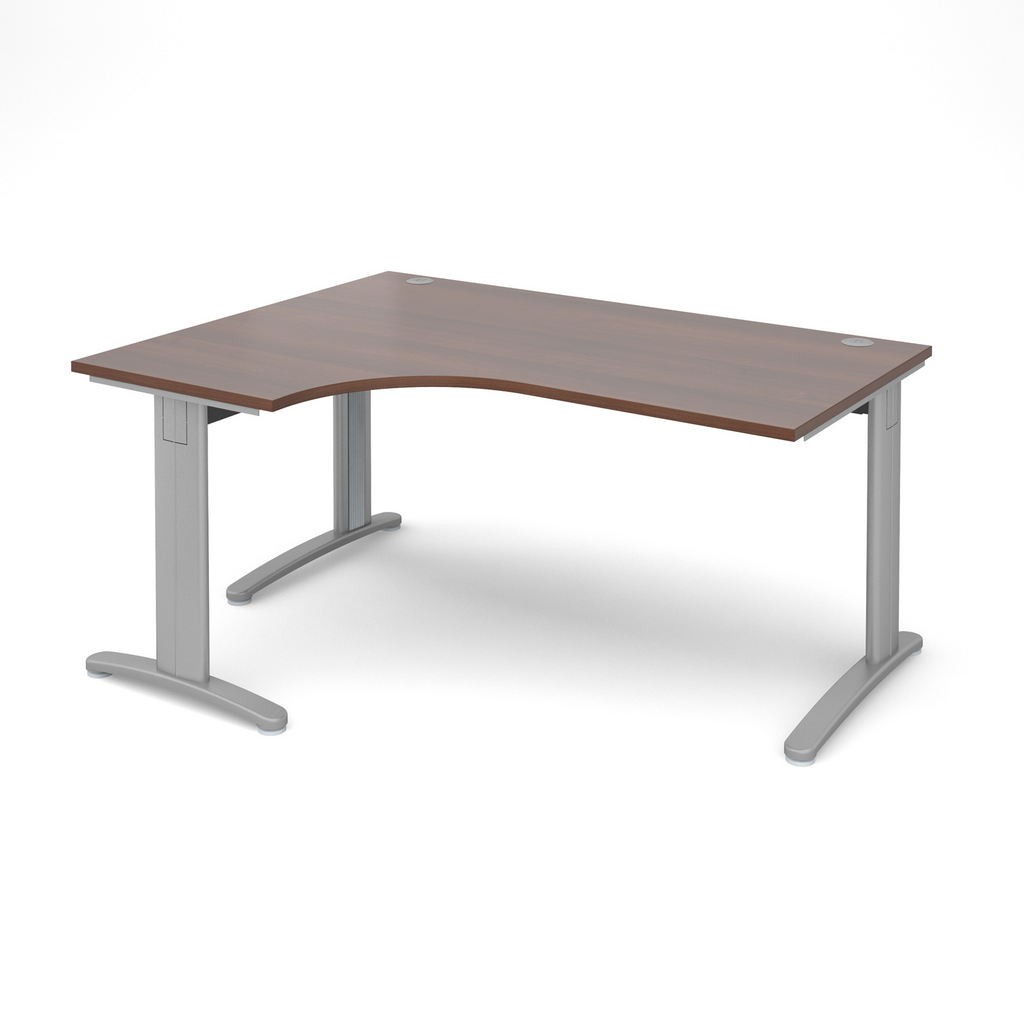 Picture of TR10 deluxe left hand ergonomic desk 1600mm - silver frame, walnut top