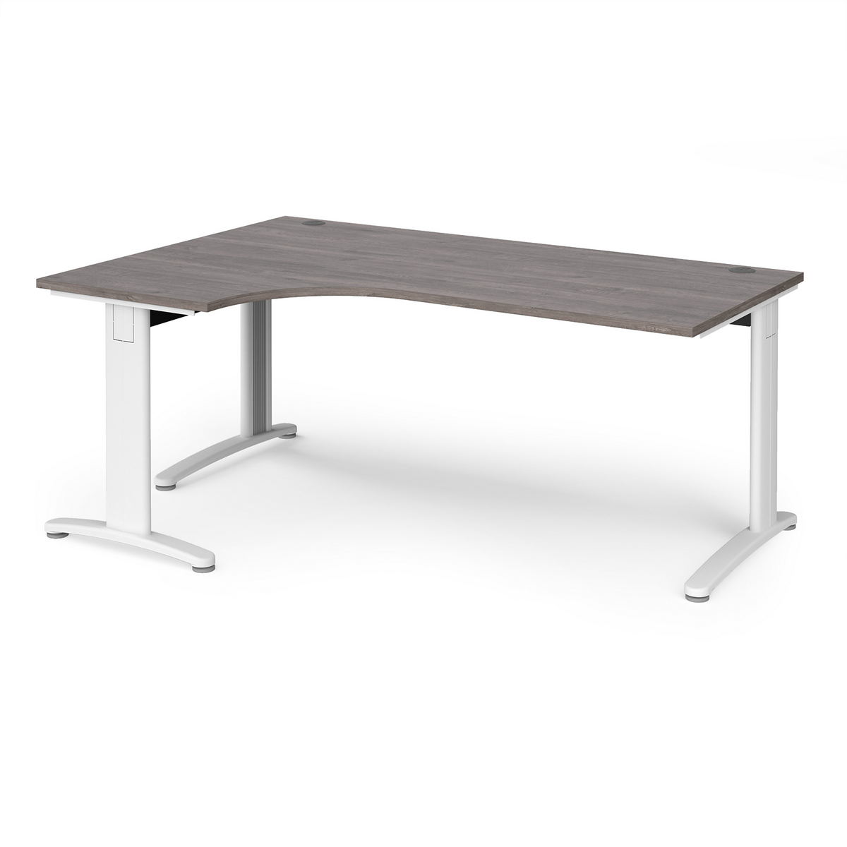 Picture of TR10 deluxe left hand ergonomic desk 1800mm - white frame, grey oak top