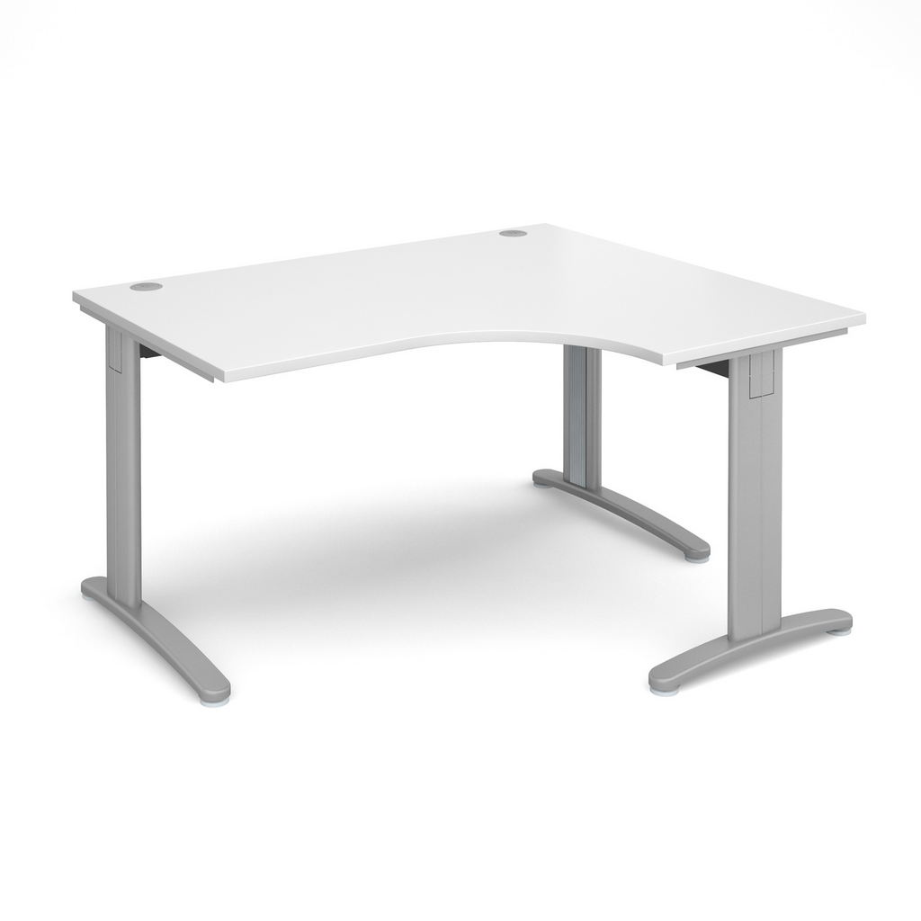 Picture of TR10 deluxe right hand ergonomic desk 1400mm - silver frame, white top