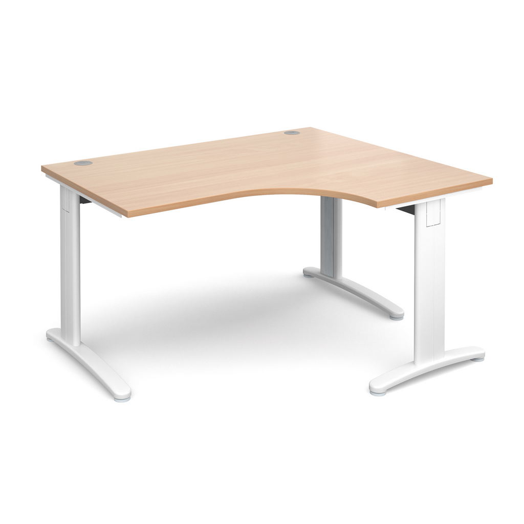 Picture of TR10 deluxe right hand ergonomic desk 1400mm - white frame, beech top