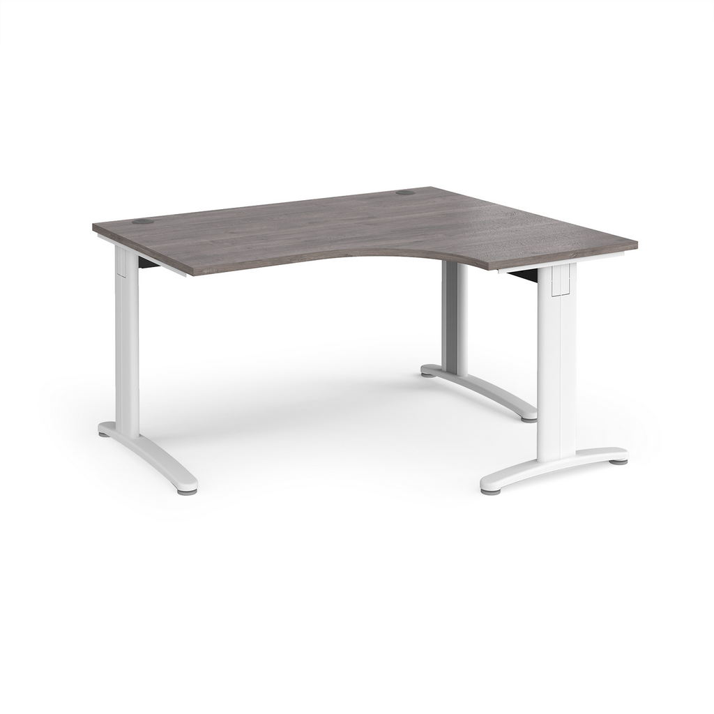 Picture of TR10 deluxe right hand ergonomic desk 1400mm - white frame, grey oak top