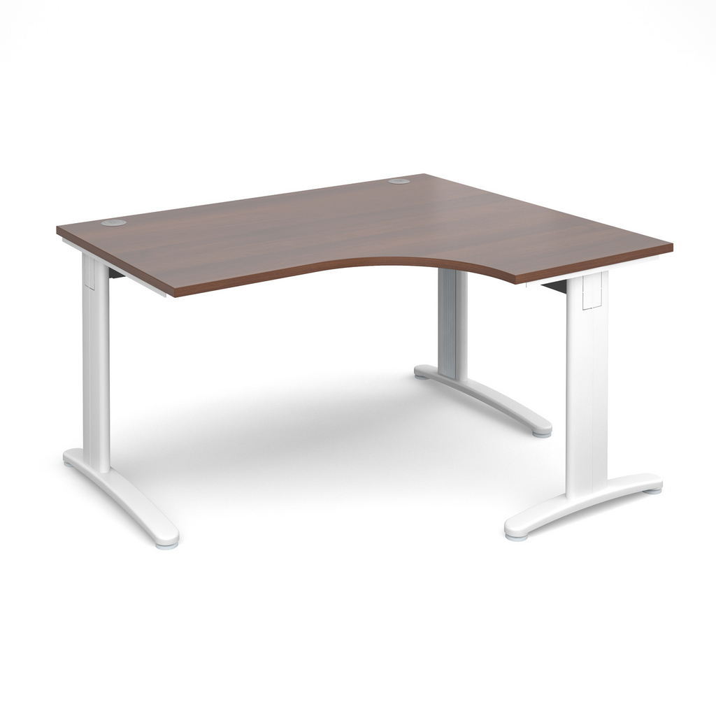 Picture of TR10 deluxe right hand ergonomic desk 1400mm - white frame, walnut top