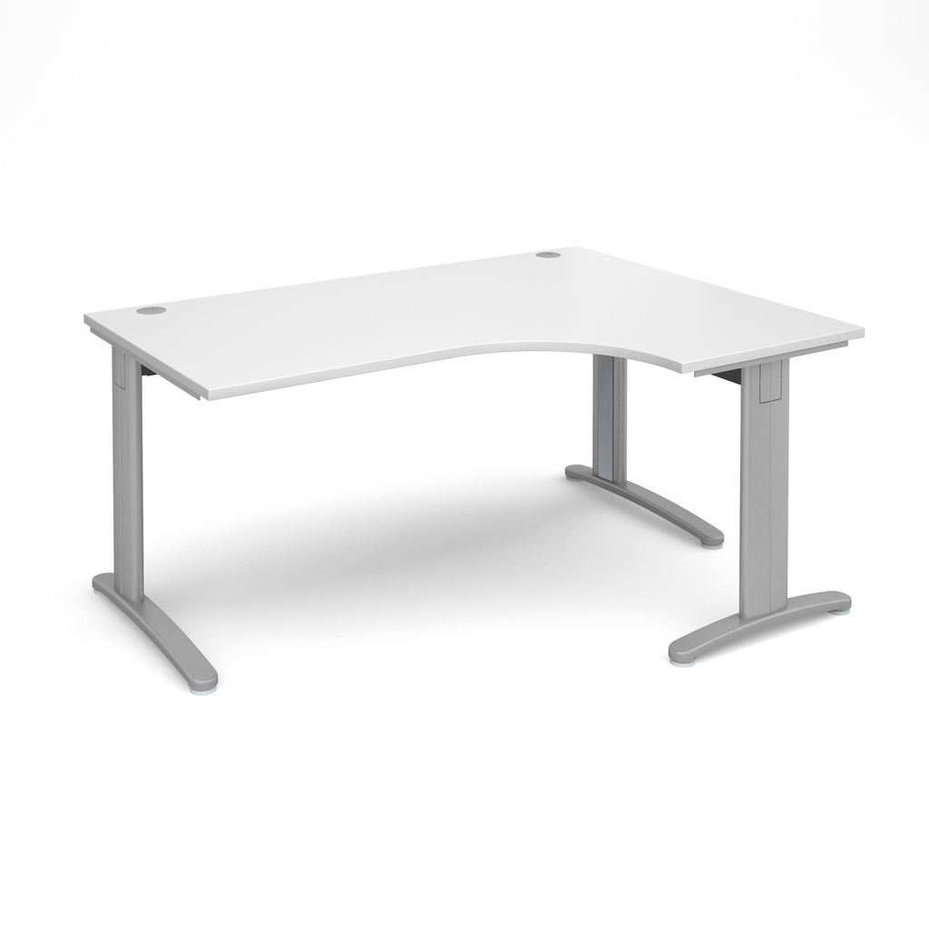 Picture of TR10 deluxe right hand ergonomic desk 1600mm - silver frame, white top