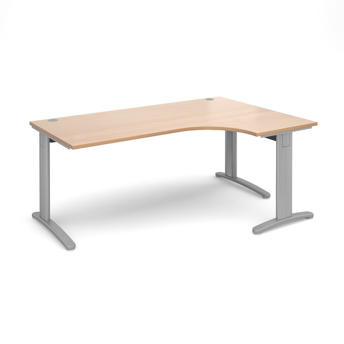 Picture of TR10 deluxe right hand ergonomic desk 1800mm - silver frame, beech top