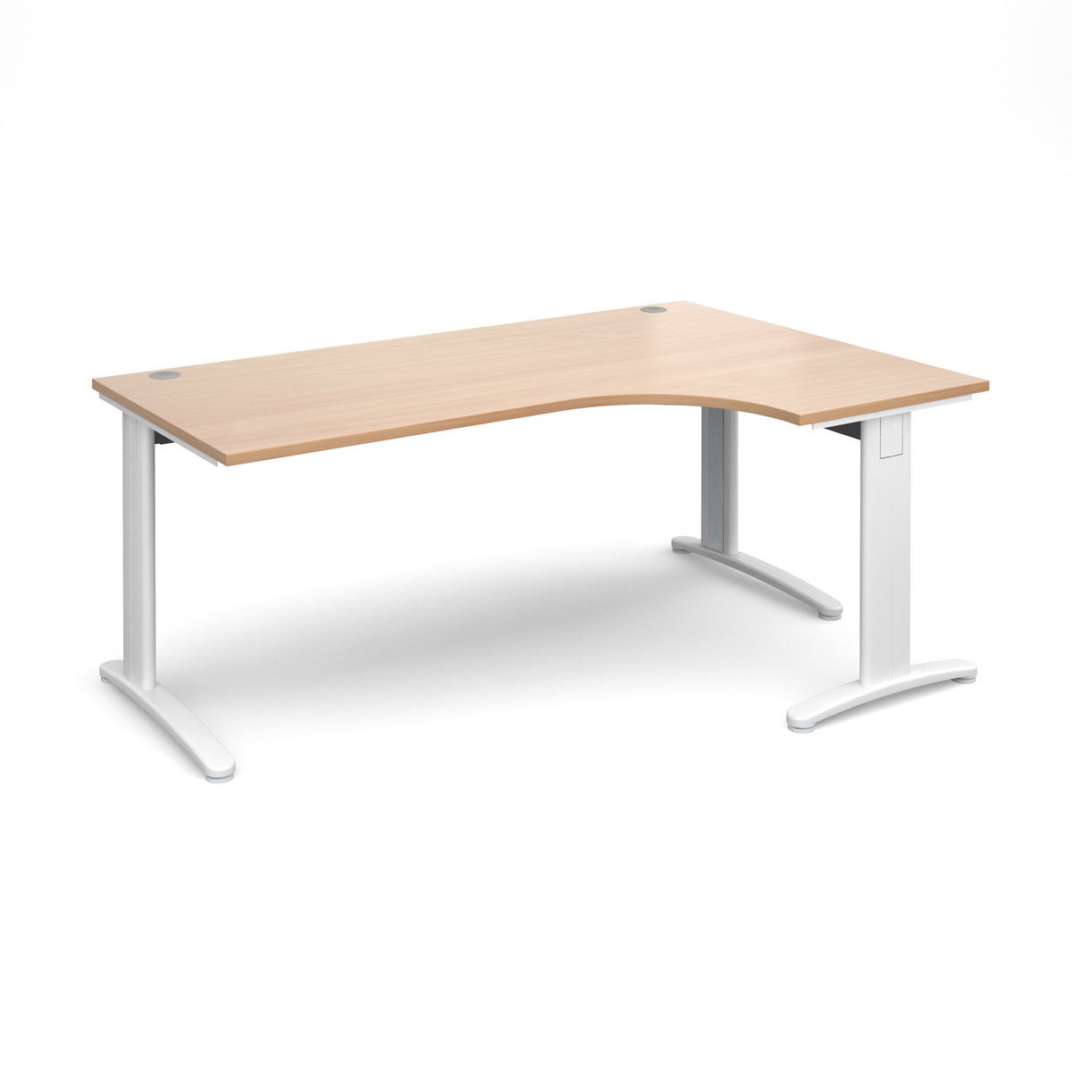 Picture of TR10 deluxe right hand ergonomic desk 1800mm - white frame, beech top