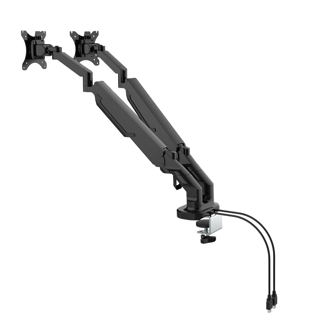 Picture of Triton gas lift space-saving double monitor arm - black