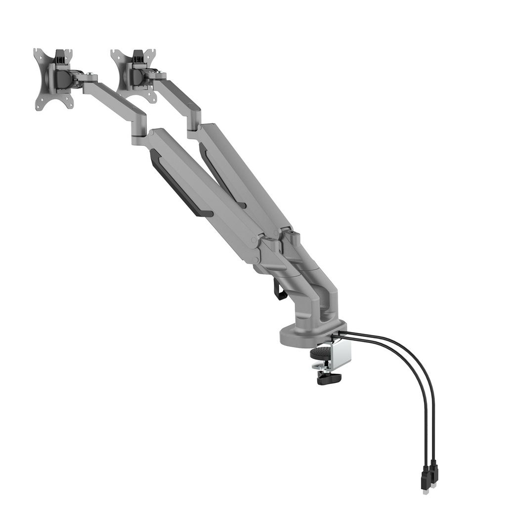 Picture of Triton gas lift space-saving double monitor arm - silver