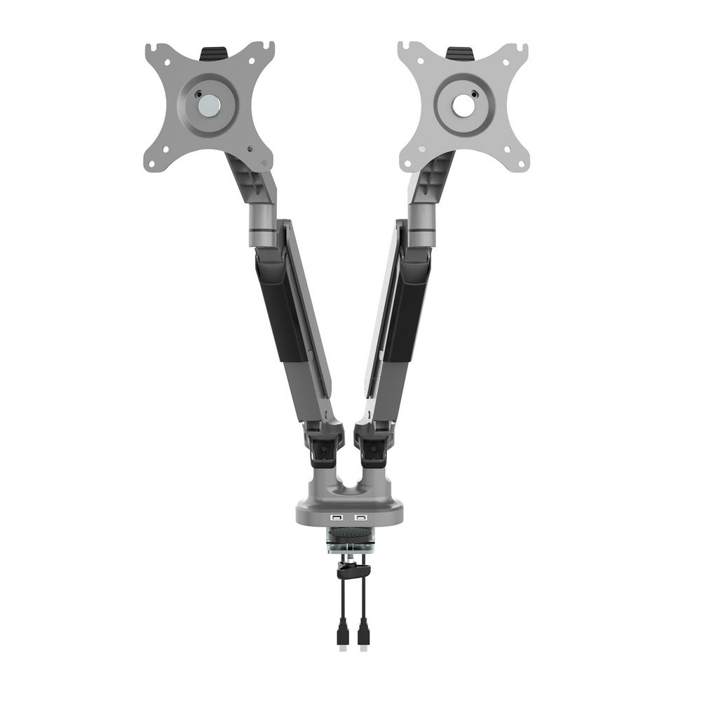 Picture of Triton gas lift space-saving double monitor arm - silver