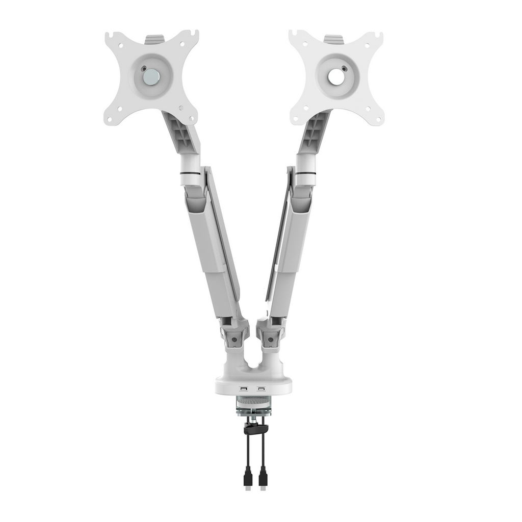 Picture of Triton gas lift space-saving double monitor arm - white