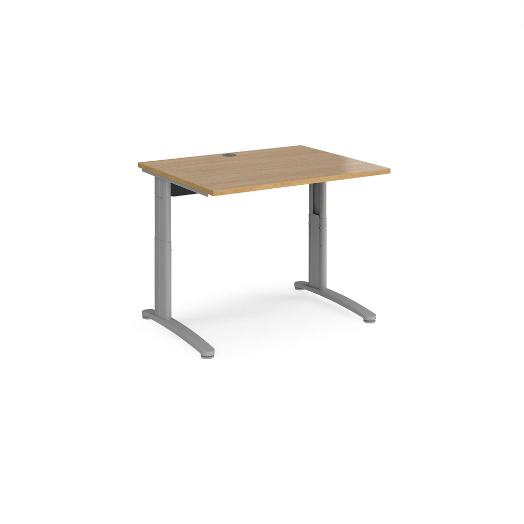 Picture of TR10 height settable straight desk 1000mm x 800mm - silver frame, oak top