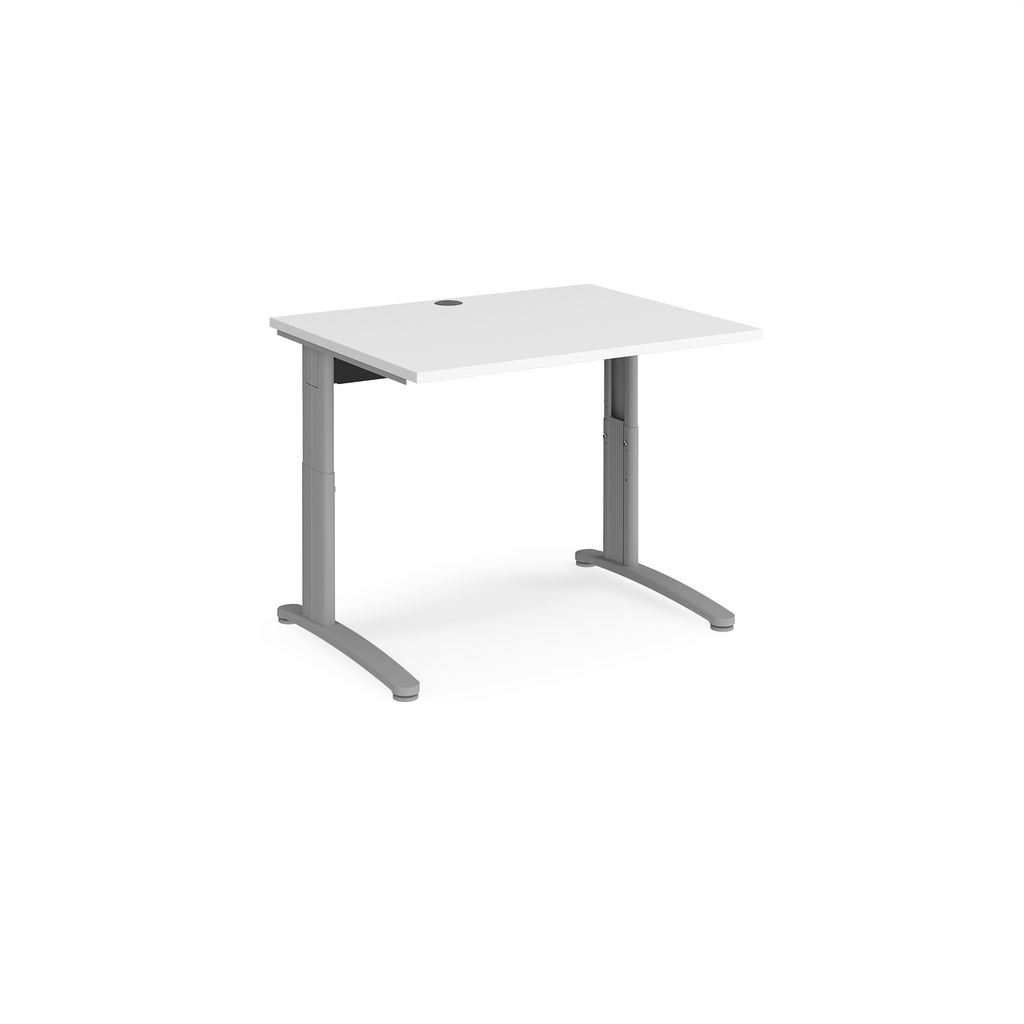 Picture of TR10 height settable straight desk 1000mm x 800mm - silver frame, white top