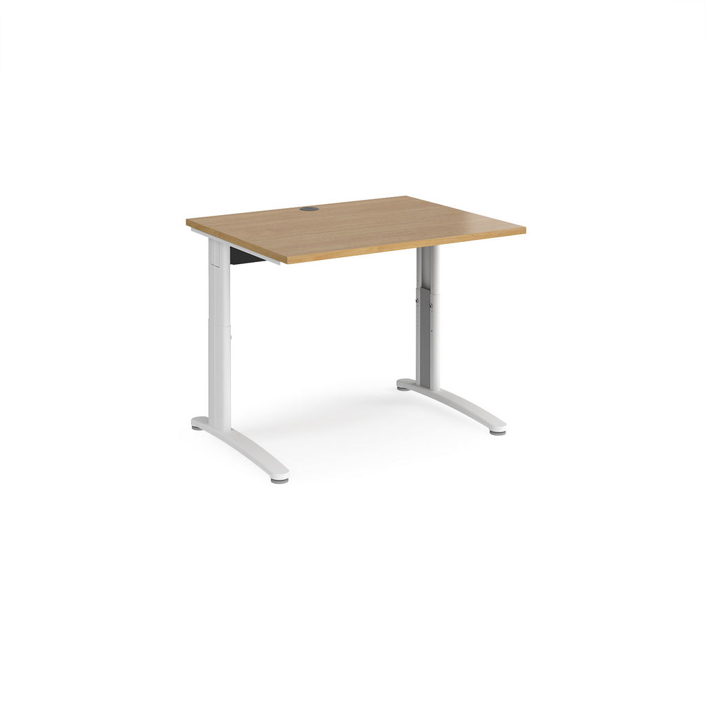 Picture of TR10 height settable straight desk 1000mm x 800mm - white frame, oak top