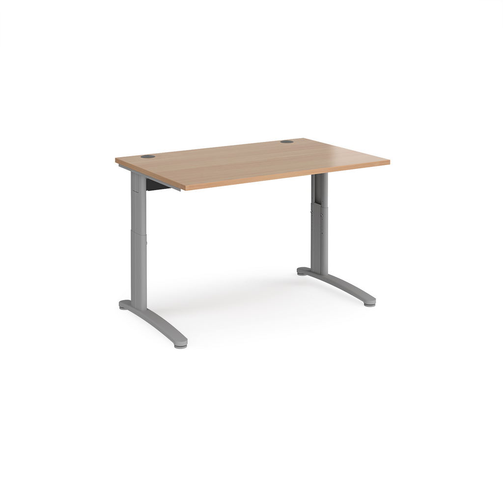 Picture of TR10 height settable straight desk 1200mm x 800mm - silver frame, beech top