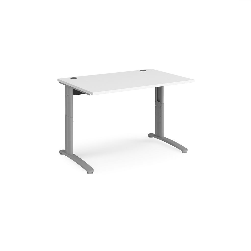 Picture of TR10 height settable straight desk 1200mm x 800mm - silver frame, white top