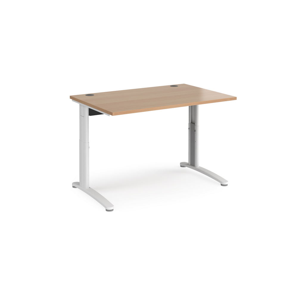Picture of TR10 height settable straight desk 1200mm x 800mm - white frame, beech top