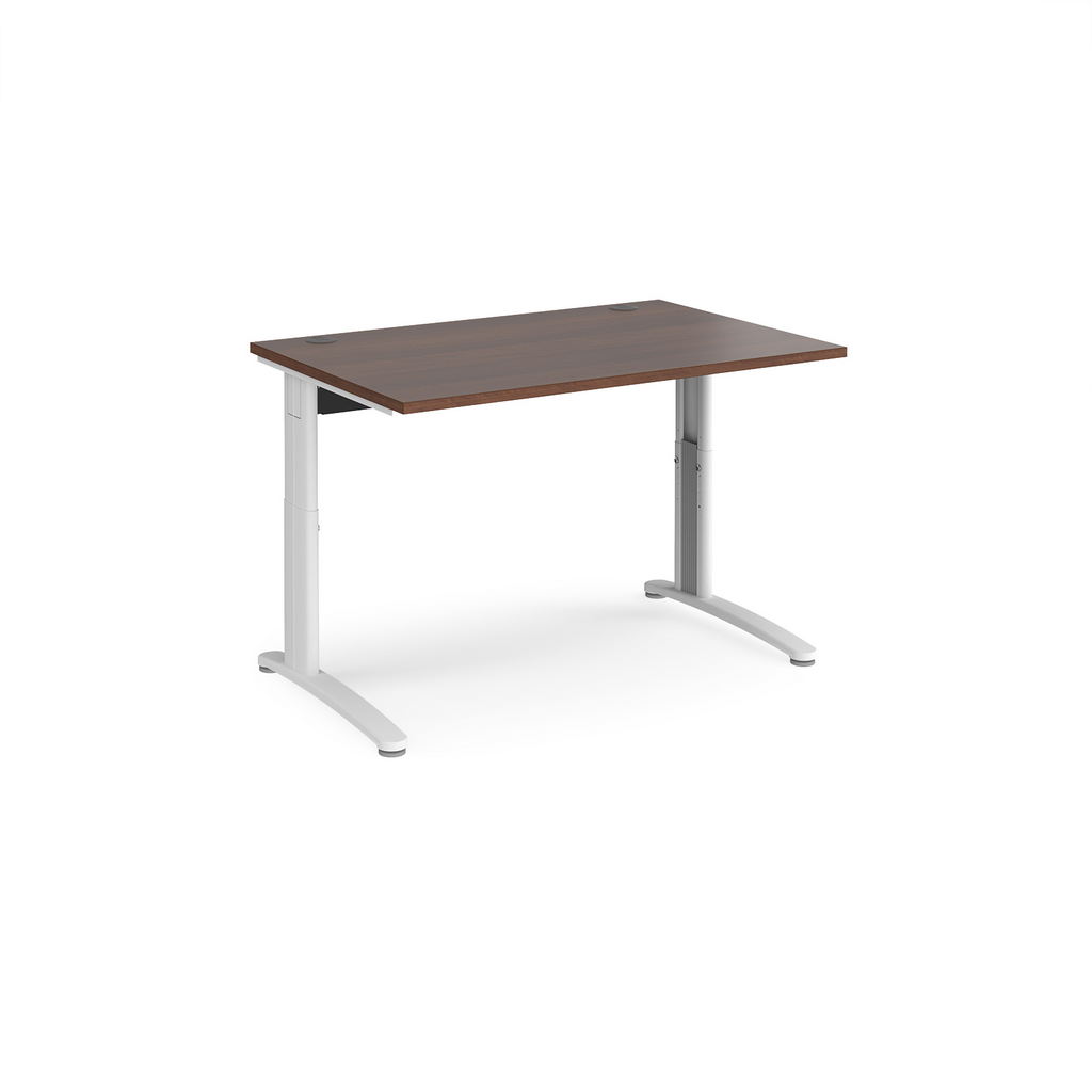 Picture of TR10 height settable straight desk 1200mm x 800mm - white frame, walnut top