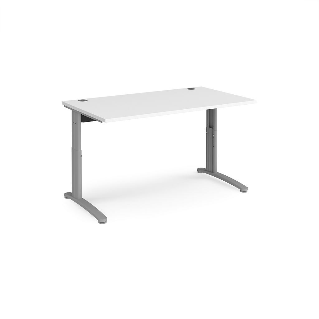 Picture of TR10 height settable straight desk 1400mm x 800mm - silver frame, white top
