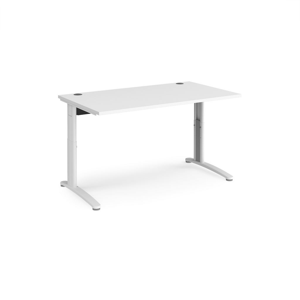 Picture of TR10 height settable straight desk 1400mm x 800mm - white frame, white top