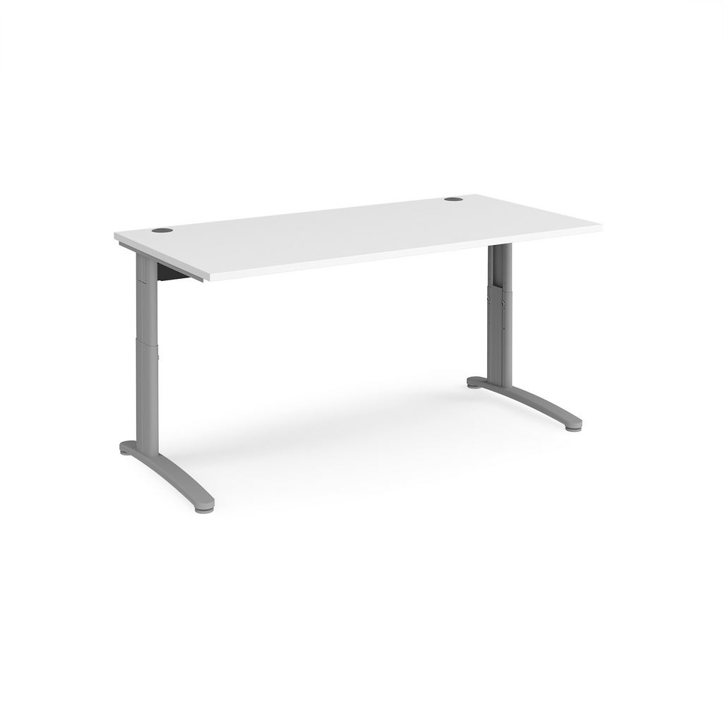 Picture of TR10 height settable straight desk 1600mm x 800mm - silver frame, white top