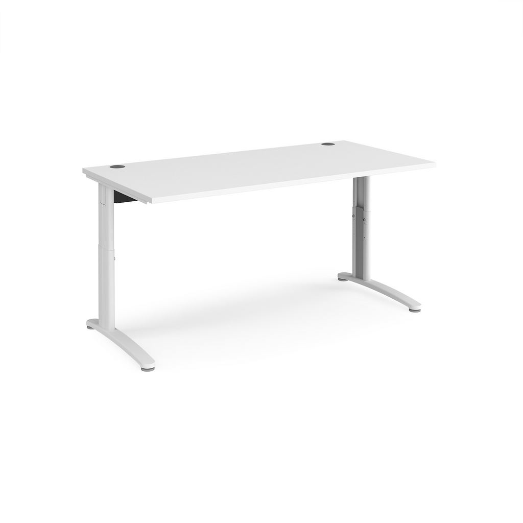 Picture of TR10 height settable straight desk 1600mm x 800mm - white frame, white top