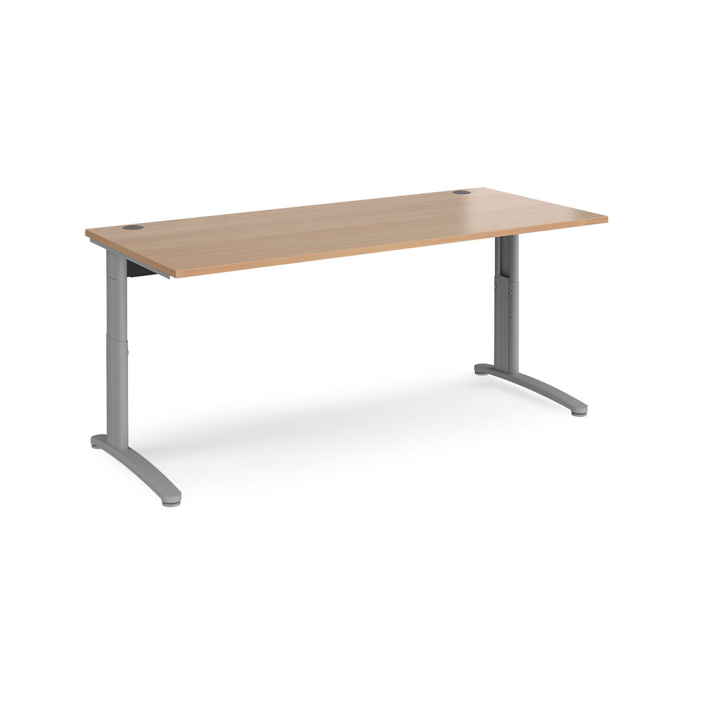 Picture of TR10 height settable straight desk 1800mm x 800mm - silver frame, beech top