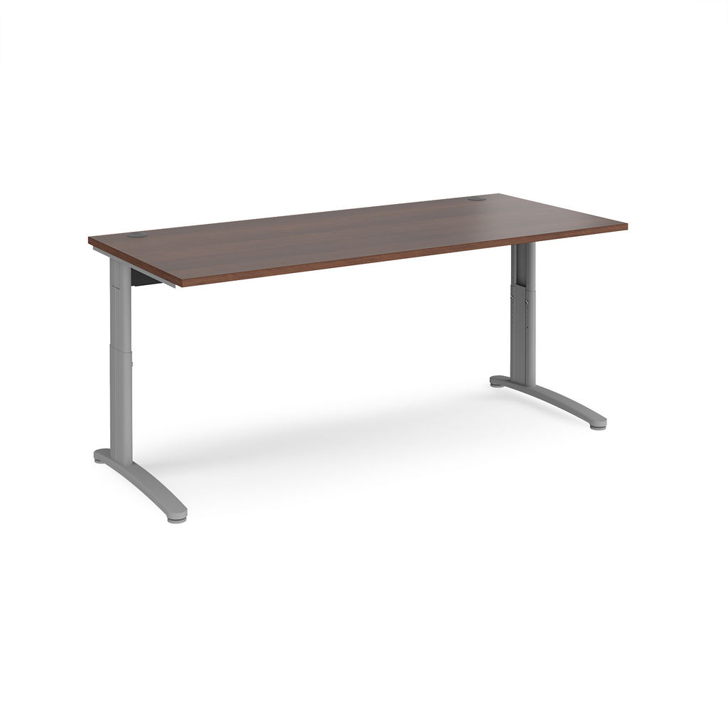 Picture of TR10 height settable straight desk 1800mm x 800mm - silver frame, walnut top