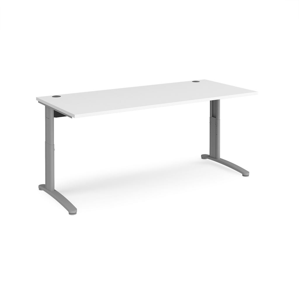 Picture of TR10 height settable straight desk 1800mm x 800mm - silver frame, white top