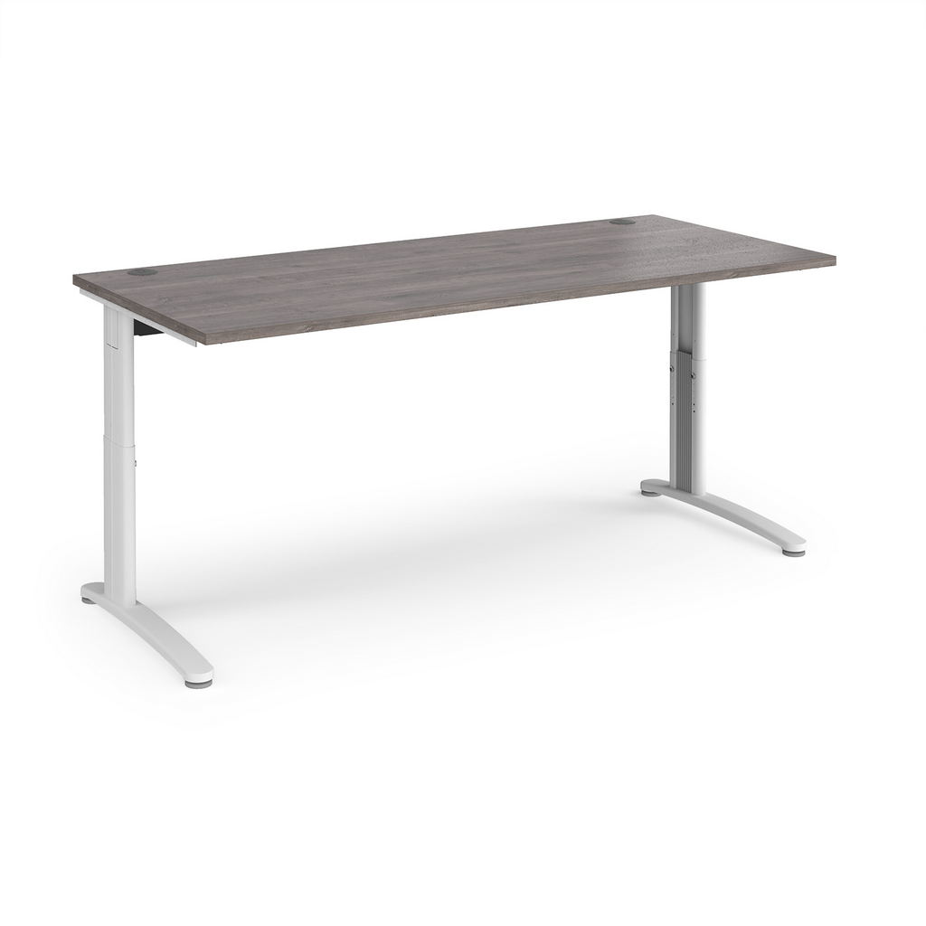 Picture of TR10 height settable straight desk 1800mm x 800mm - white frame, grey oak top