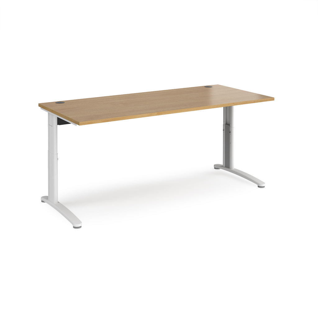Picture of TR10 height settable straight desk 1800mm x 800mm - white frame, oak top