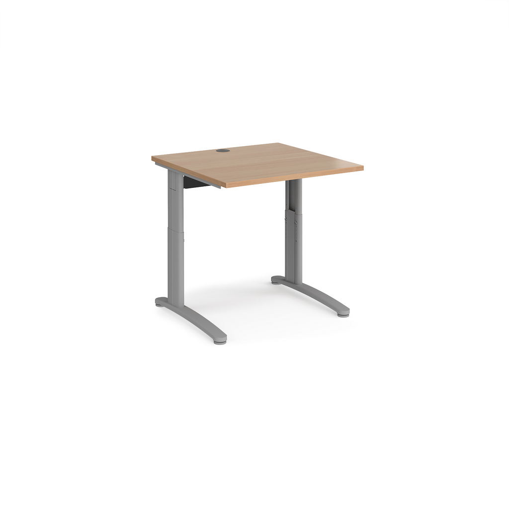 Picture of TR10 height settable straight desk 800mm x 800mm - silver frame, beech top