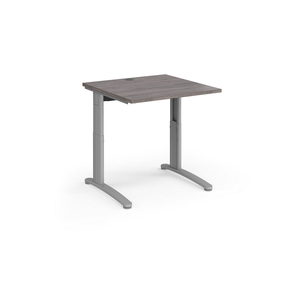 Picture of TR10 height settable straight desk 800mm x 800mm - silver frame, grey oak top