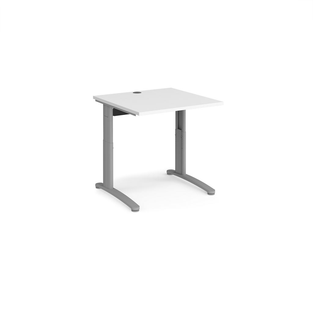 Picture of TR10 height settable straight desk 800mm x 800mm - silver frame, white top