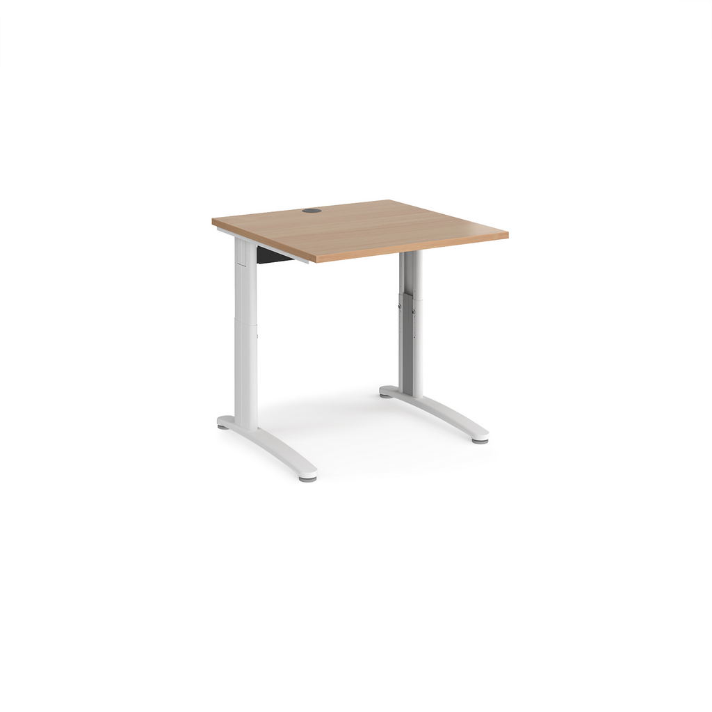 Picture of TR10 height settable straight desk 800mm x 800mm - white frame, beech top