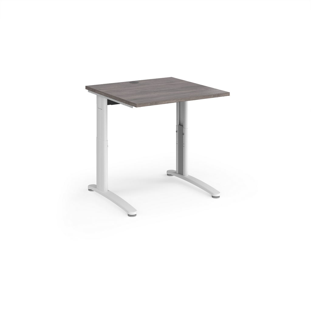 Picture of TR10 height settable straight desk 800mm x 800mm - white frame, grey oak top
