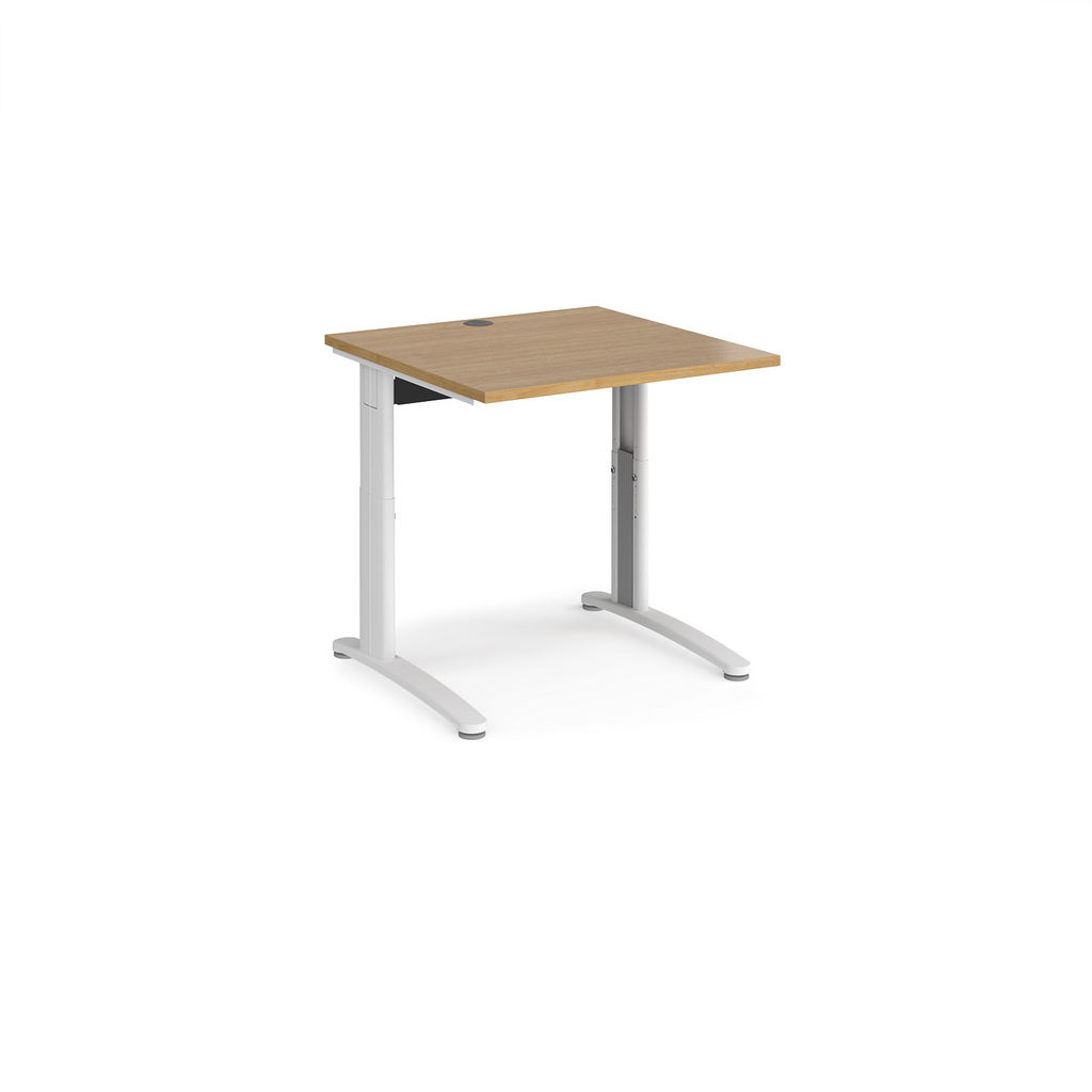 Picture of TR10 height settable straight desk 800mm x 800mm - white frame, oak top