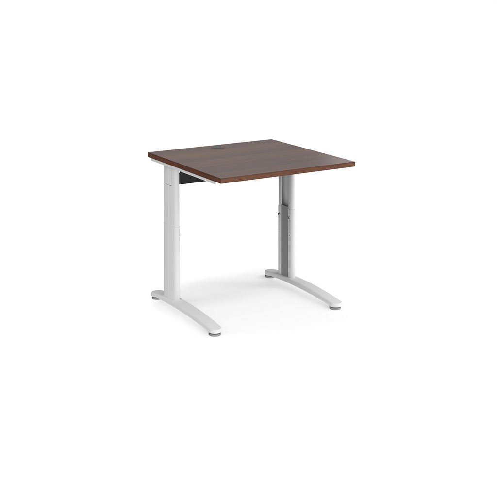 Picture of TR10 height settable straight desk 800mm x 800mm - white frame, walnut top