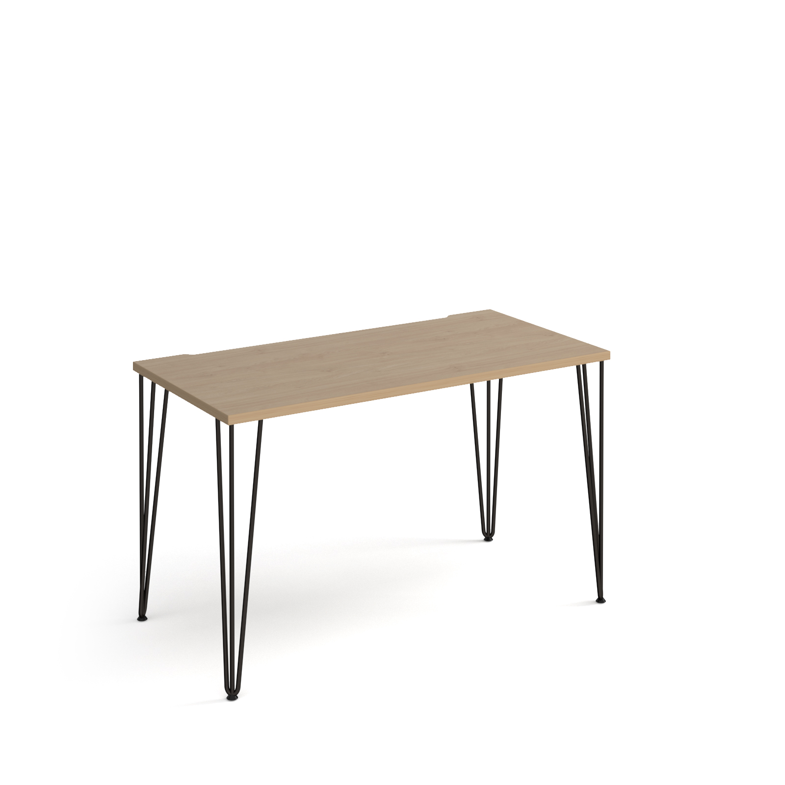 Picture of Tikal straight desk 1200mm x 600mm with hairpin legs - black legs, Oak Top