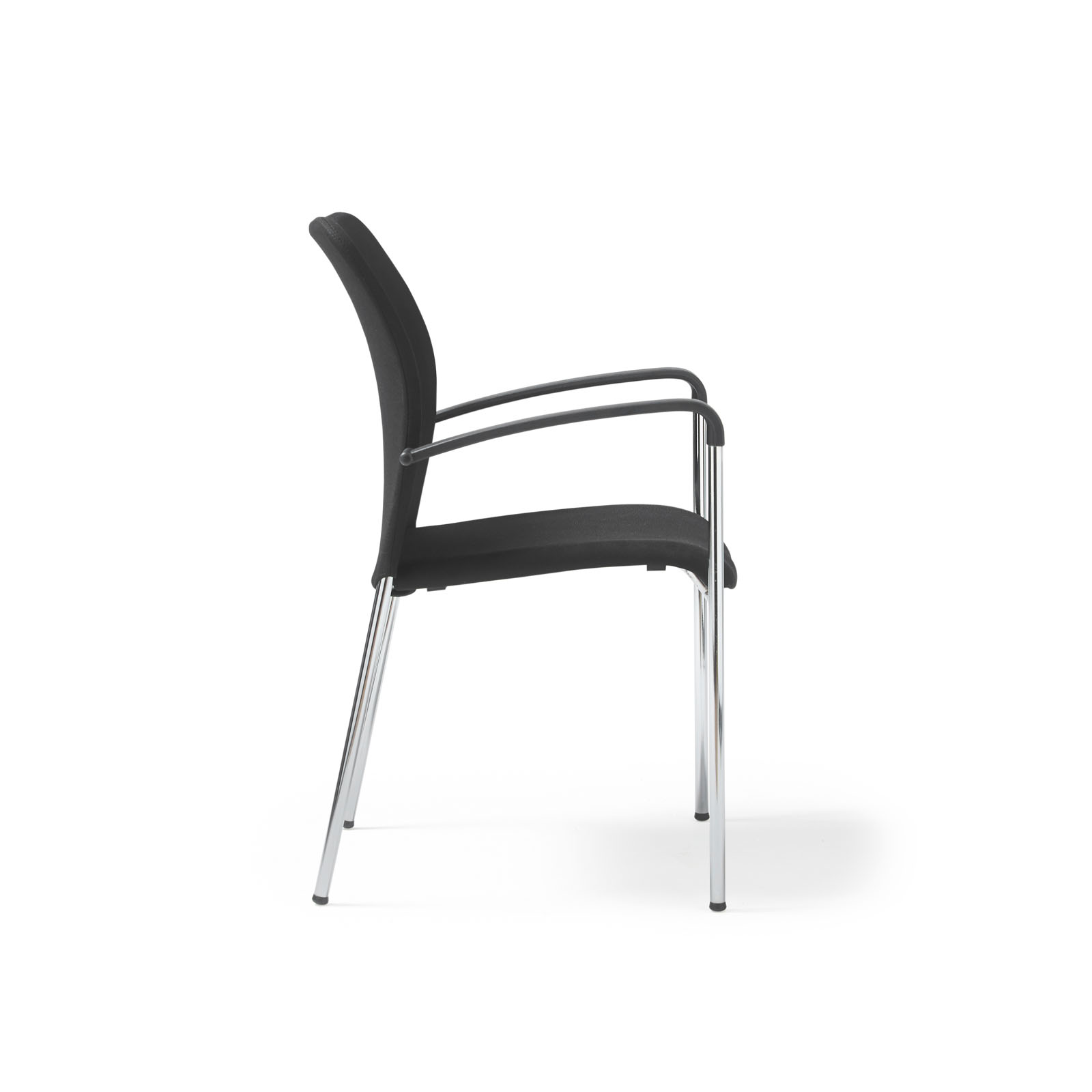 Picture of Tori upholstered seat and back, chrome frame stacking chair, arms