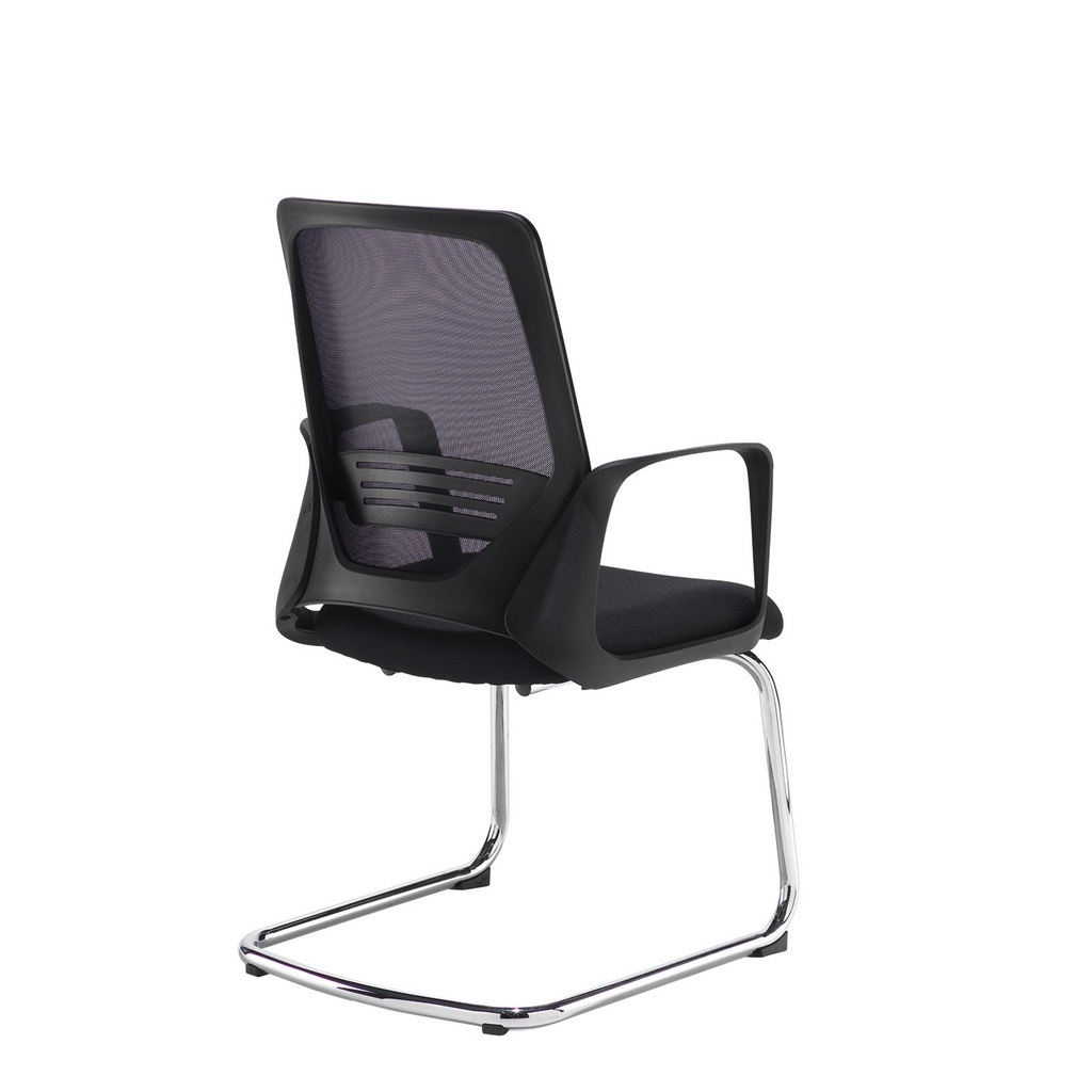 Picture of Toto black mesh back visitors chair with black fabric seat and chrome cantilever frame
