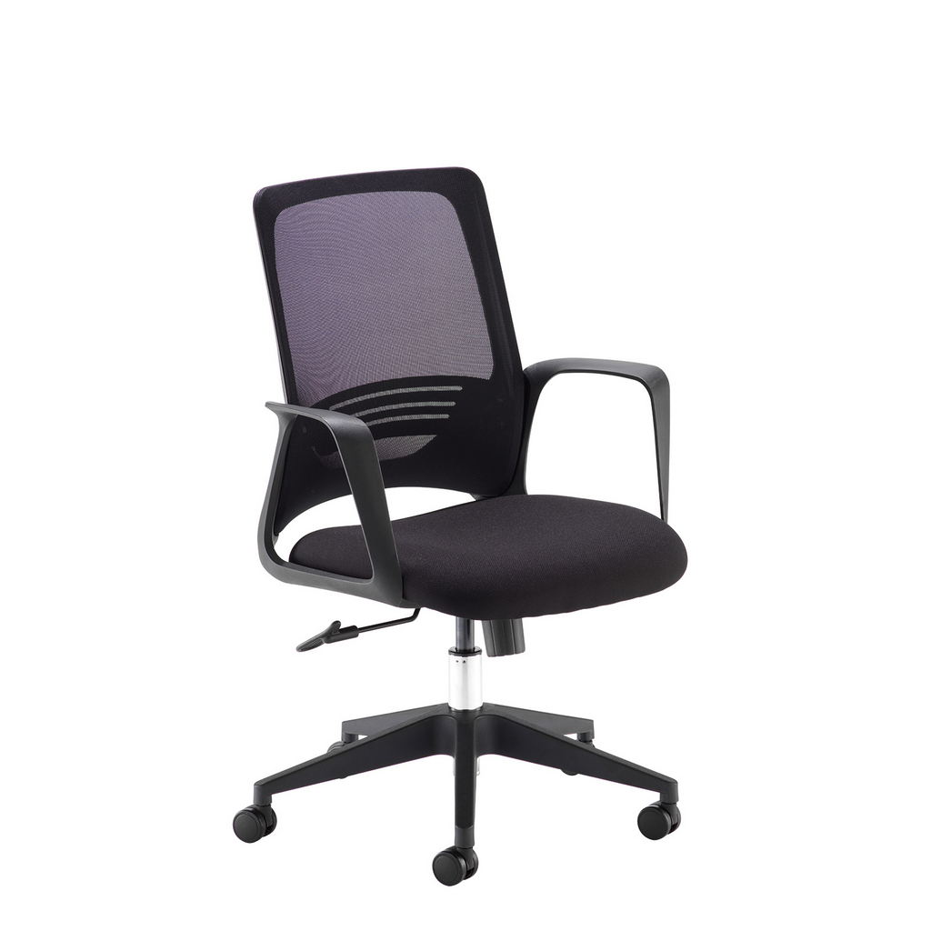 Picture of Toto black mesh back operator chair with black fabric seat and black base