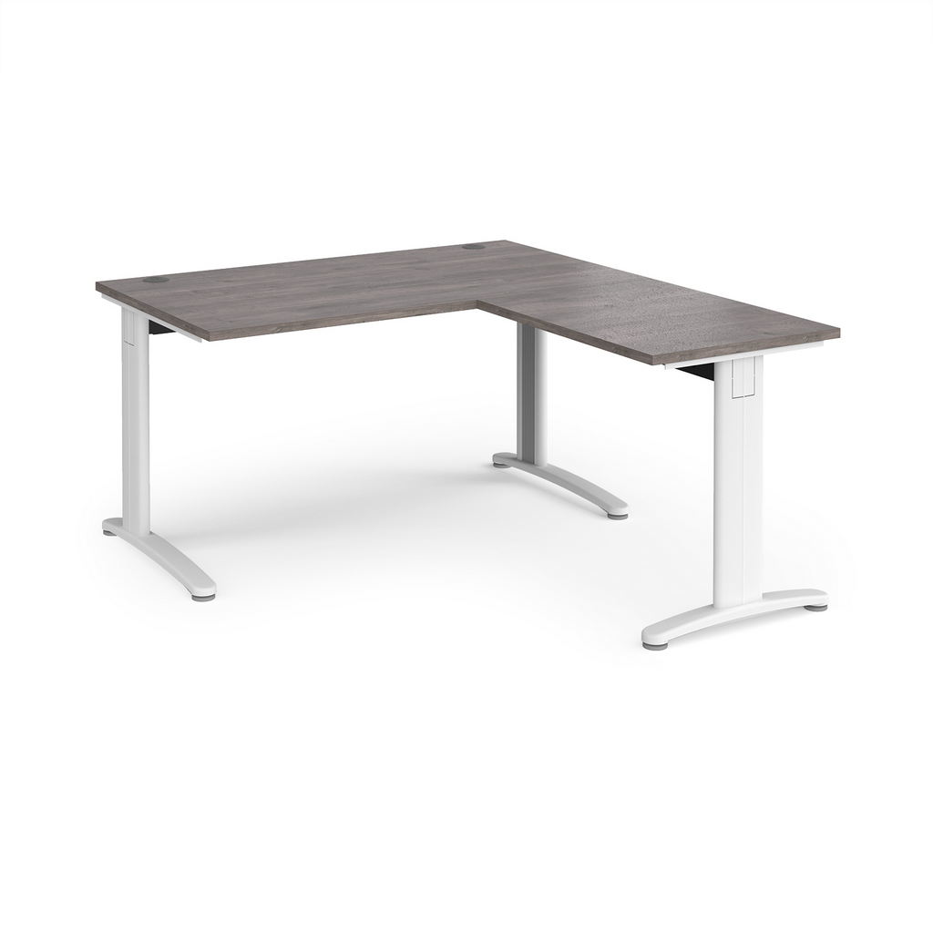 Picture of TR10 desk 1400mm x 800mm with 800mm return desk - white frame, grey oak top