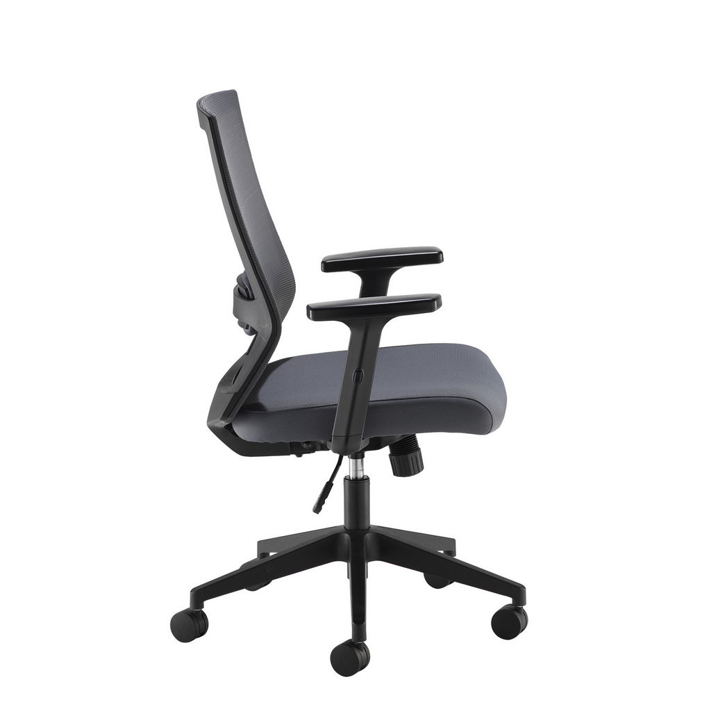 Picture of Travis grey mesh back operator chair with grey fabric seat and black base