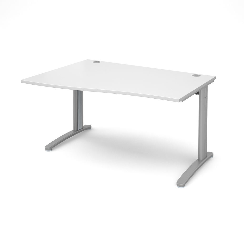 Picture of TR10 left hand wave desk 1400mm - silver frame, white top