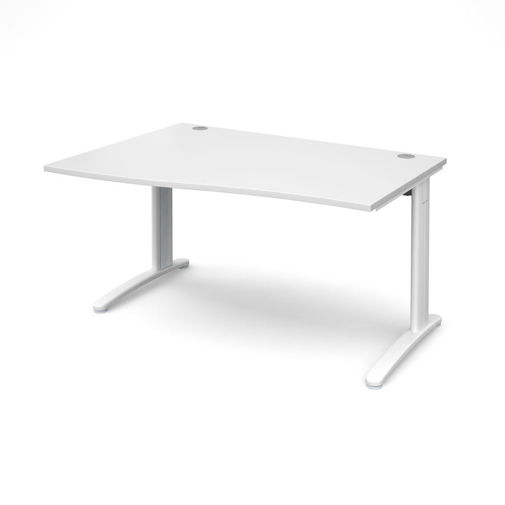 Picture of TR10 left hand wave desk 1400mm - white frame, white top