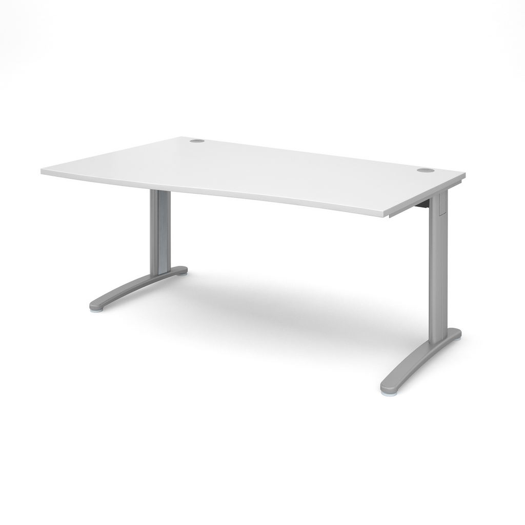 Picture of TR10 left hand wave desk 1600mm - silver frame, white top