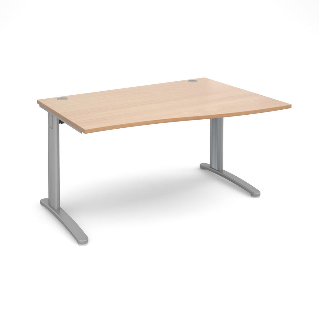 Picture of TR10 right hand wave desk 1400mm - silver frame, beech top