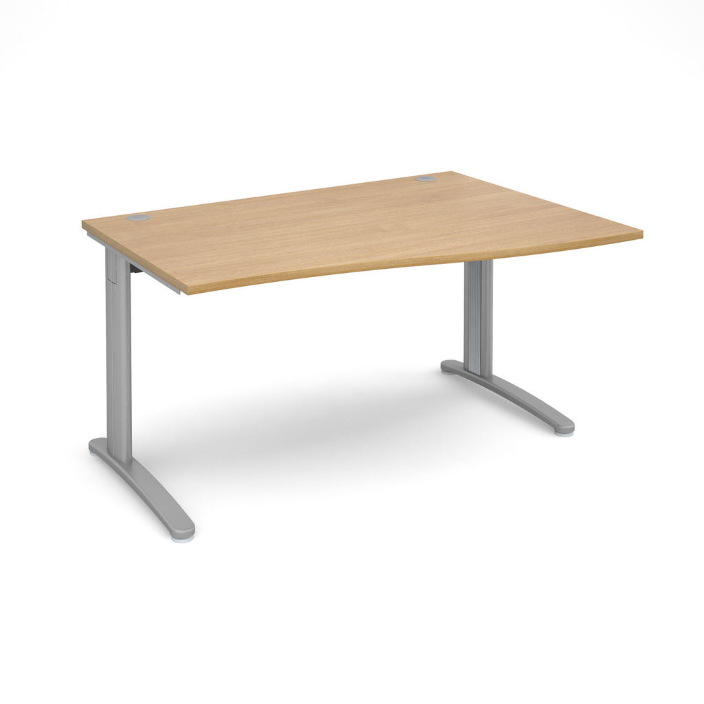 Picture of TR10 right hand wave desk 1400mm - silver frame, oak top