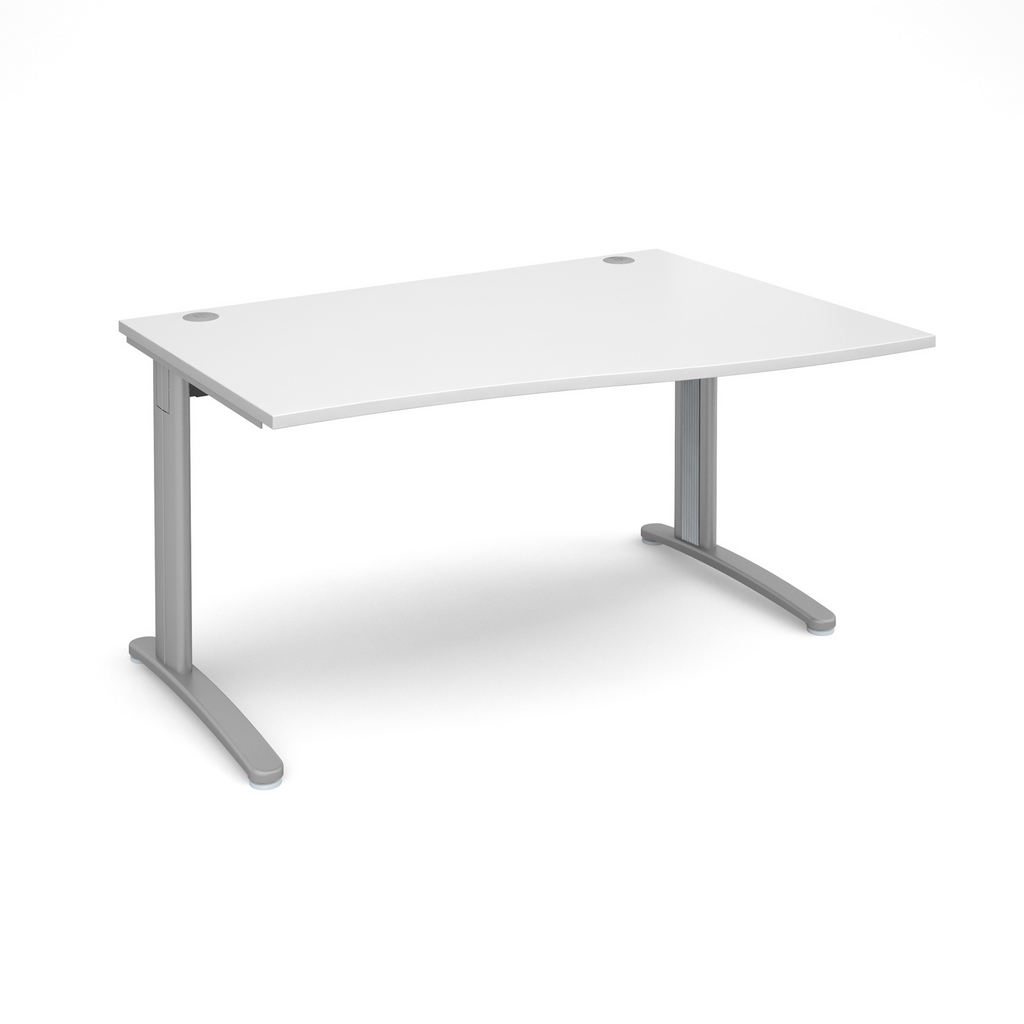 Picture of TR10 right hand wave desk 1400mm - silver frame, white top